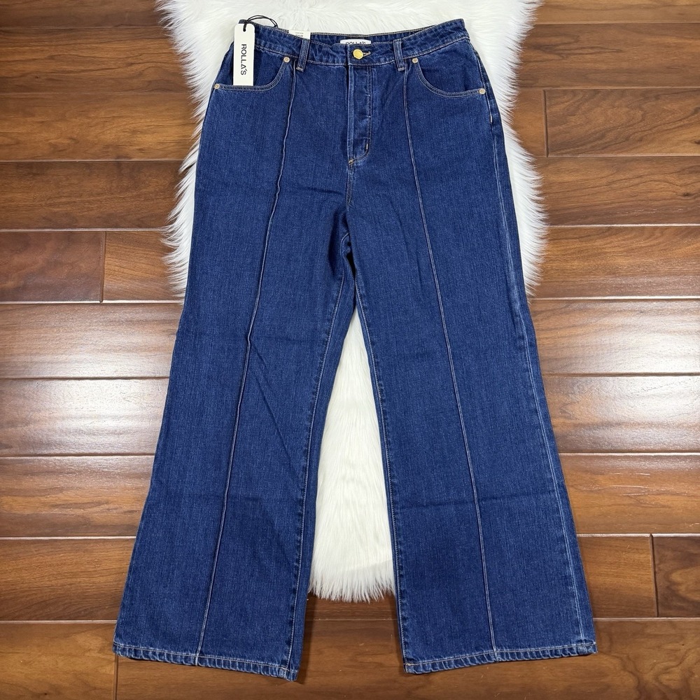 Rolla's Women's Size 31 Pacific Blue High Rise Wide Leg Sailor Scoop Denim Jeans